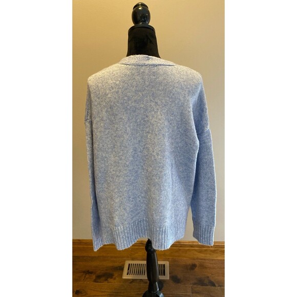 Ella Moss Cardigan Sweater Fuzzy Oversized Medium Light Blue Pockets Super Soft - Picture 7 of 12